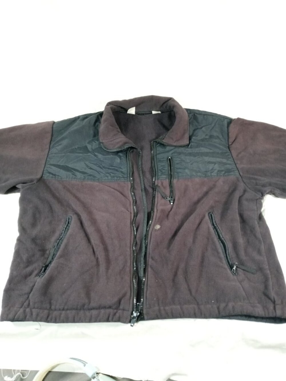 Men Black Motorcycle Thin Liner Zip Up with Pockets Collar Jacket in Good Cond